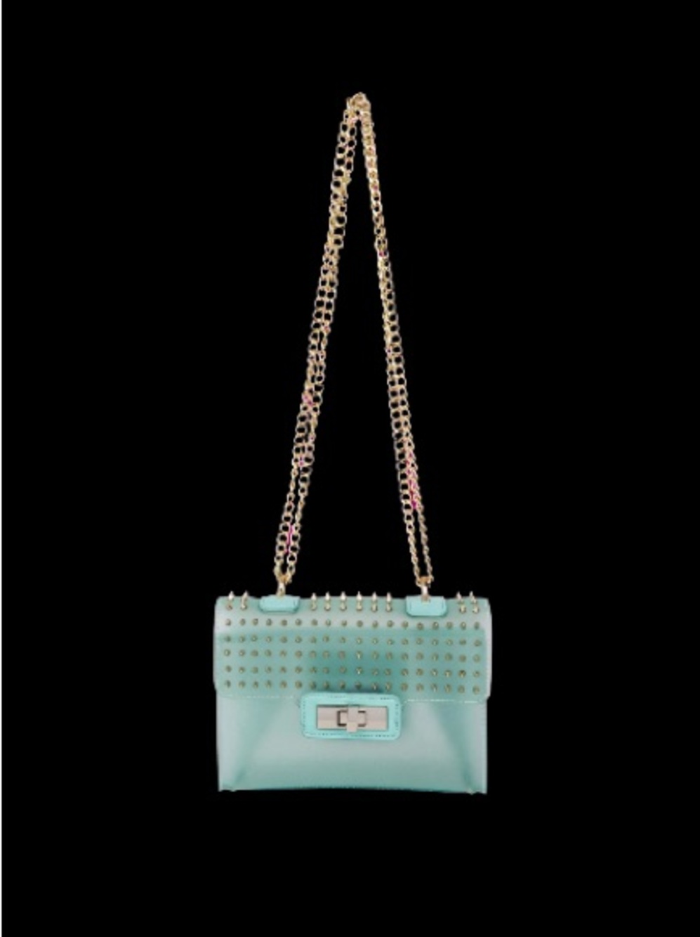 Mint Studded Chain Shoulder Bag